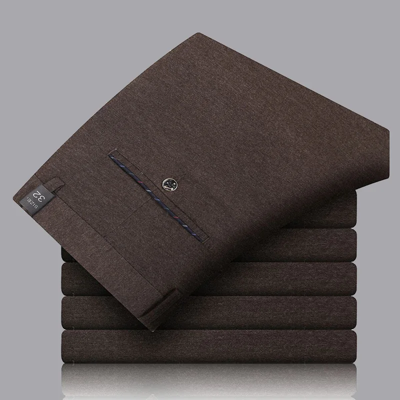 Top Quality Brushed Winter  New Brand Fashion Korean Comfortable Long Casual Pants Men Business Trousers Mens Clothes Big