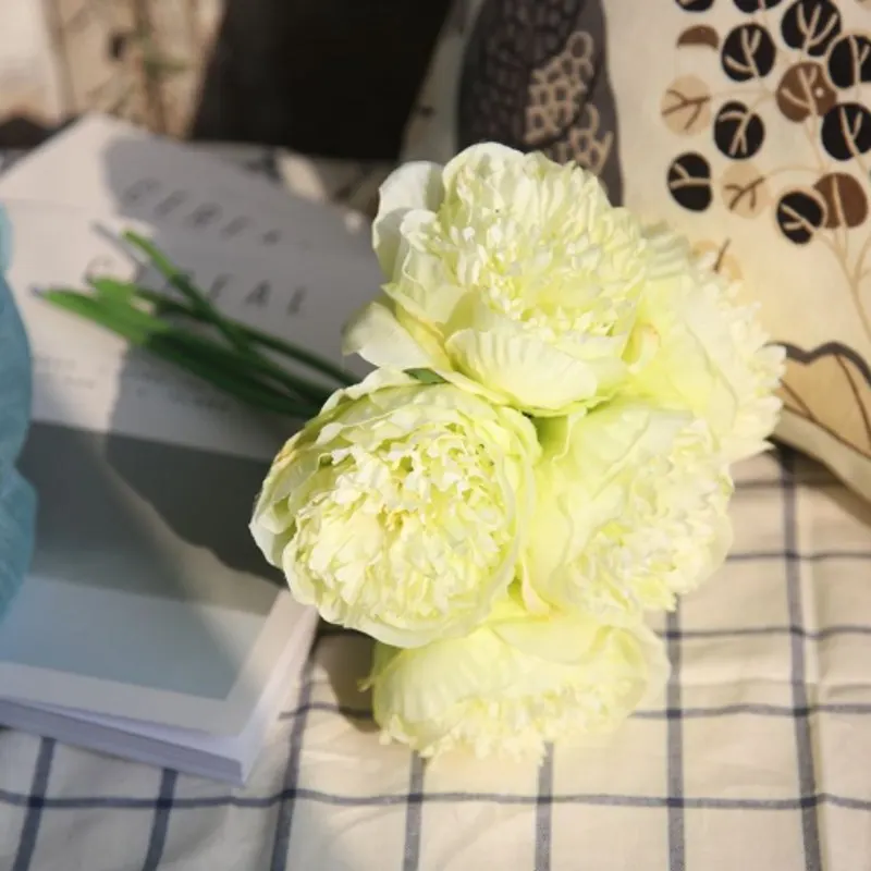 5 шт. большой пион искусственный Шелковый цветок Свадебный букет декоративный белый пион домашний дисплей поддельный цветок пакет сердце Пион розовая роза - Цвет: A