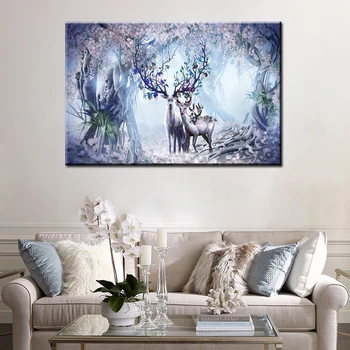 Billige Abstrakte Künstlerische Hirsche Elch Leinwand Malerei Wand Kunst Tier Poster Und Drucke Bild Für Wohnzimmer Cuadros Salon
