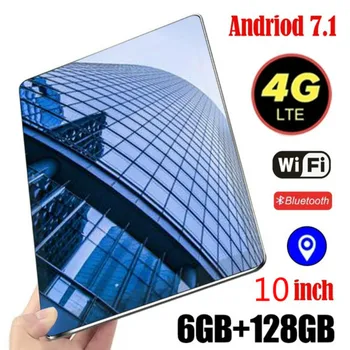 Картинка 2020 WiFi планшетный ПК 1280*800 ips 10 дюймов десять ядер 6G + 128G Android 7,1 Dual SIM 4G сетевой планшет с двумя камерами gps телефон Pad