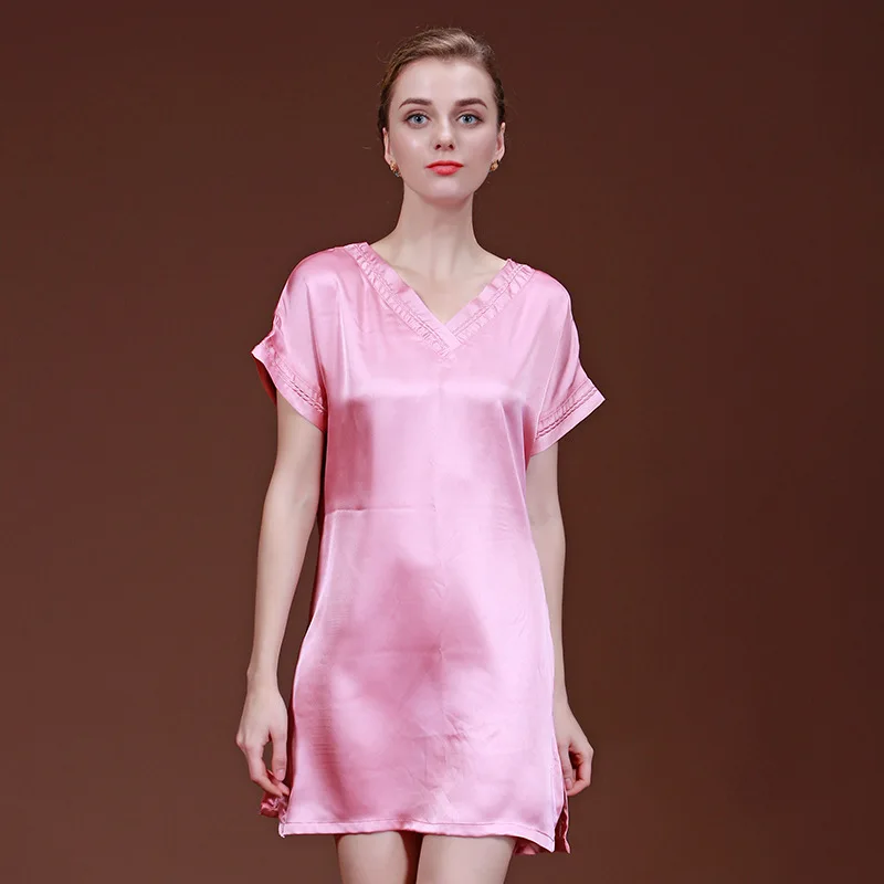 

Yao ting Classic Hot Selling Women's Sleepwear WOMEN'S Summer Silk Comfortable Sexy Short Sleeved Nightgown Sq005