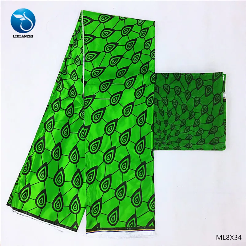 LIULANZHI африканская шелковая восковая ткань Новая зеленая сатиновая ткань с принтом атласная нигерийская полиэфирная ткань 4+ 2 ярда ML8X