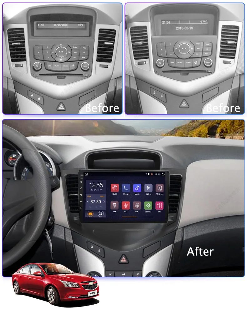 Cheap PX6 4G+64G Android 9.0 Car Audio Player For Chevrolet Cruze 2008 - 2015Car GPS Navigation With IPS 2.5D Screen,Playstore 1