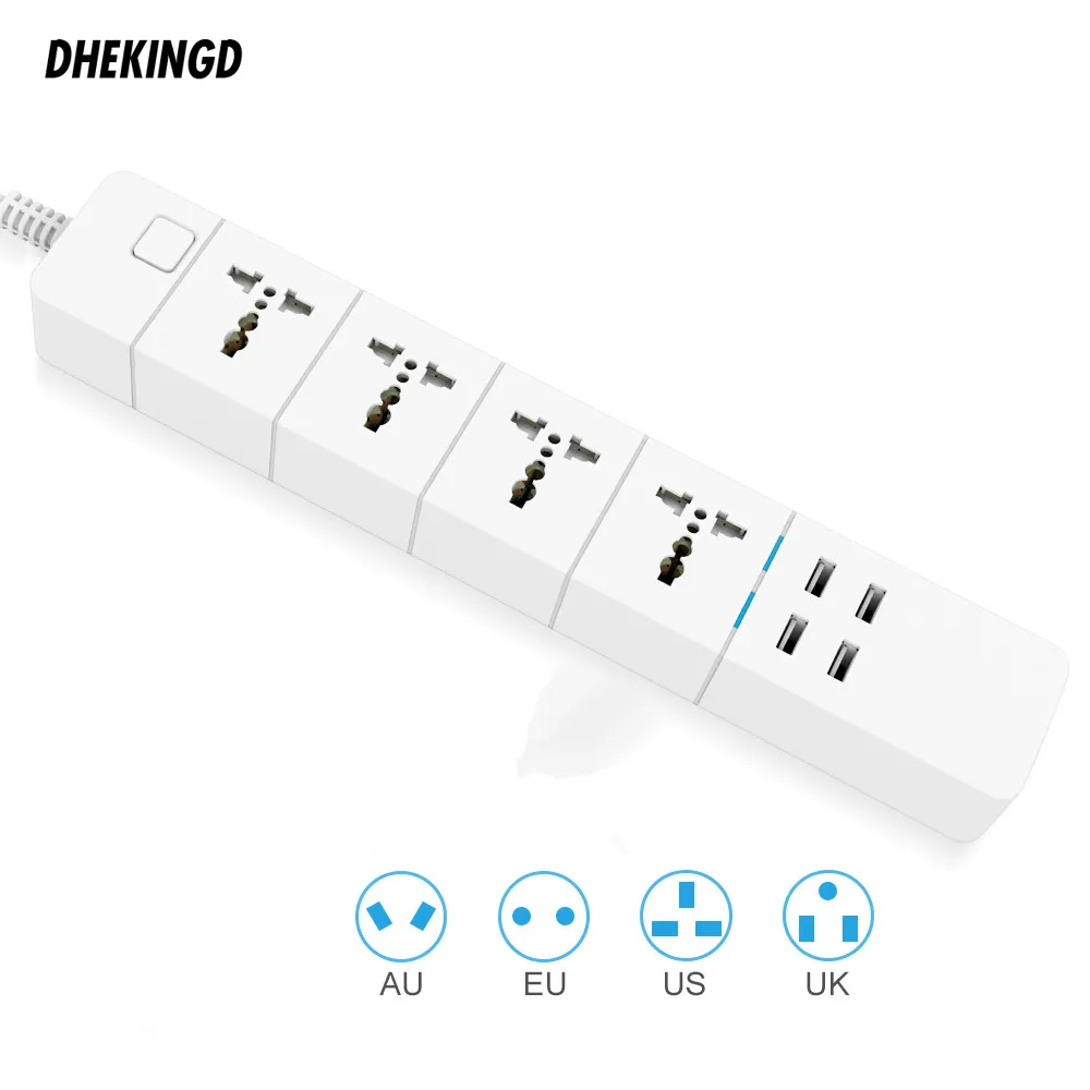 Умный удлинитель с 4 розетками универсальная зарядная станция USB разъемами работает вилками 5 В 3 1 А 1USB 2