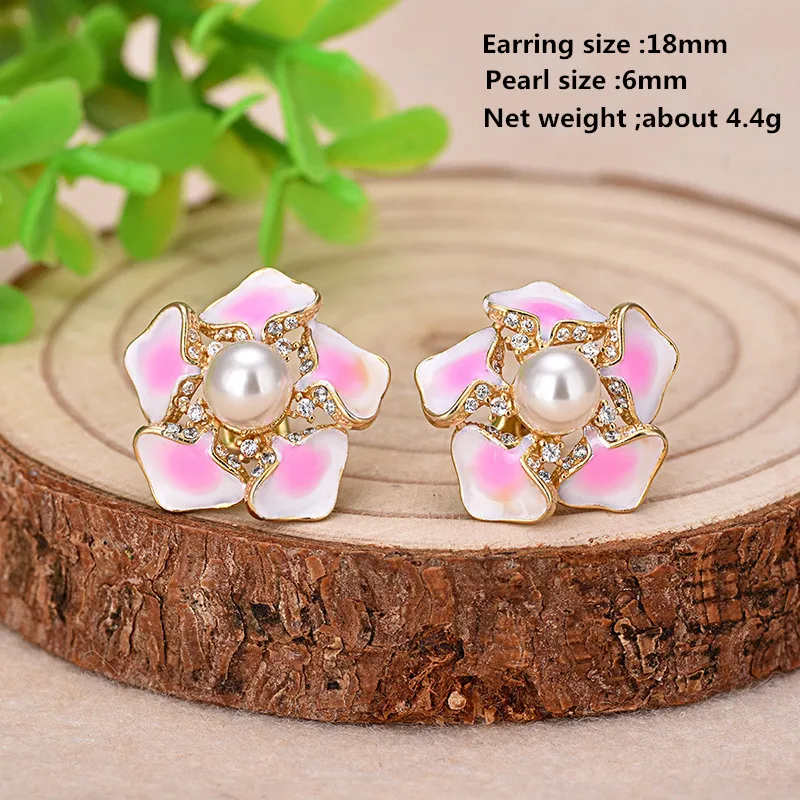 Оригинальные Ювелирные изделия с эмалью 925 серебряные серьги золотые цветы вишни