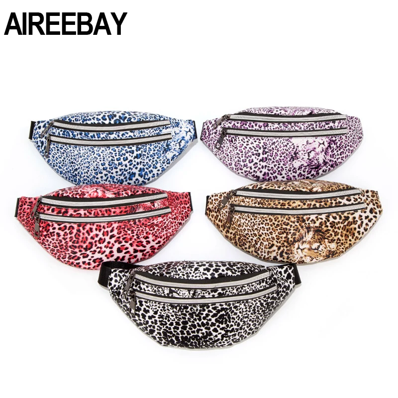 AIREEBAY модная женская поясная сумка с леопардовым принтом, винтажный стиль, кожаная женская поясная сумка, 2 кармана, дизайнерские поясные сумки