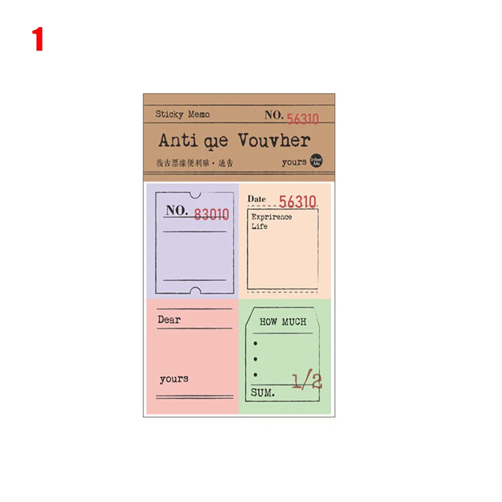 30 листов Ретро Мемо клейкий блокнот для заметок античный билет серии Скрапбукинг наклейки офисные школьные канцелярские открытки - Цвет: 1