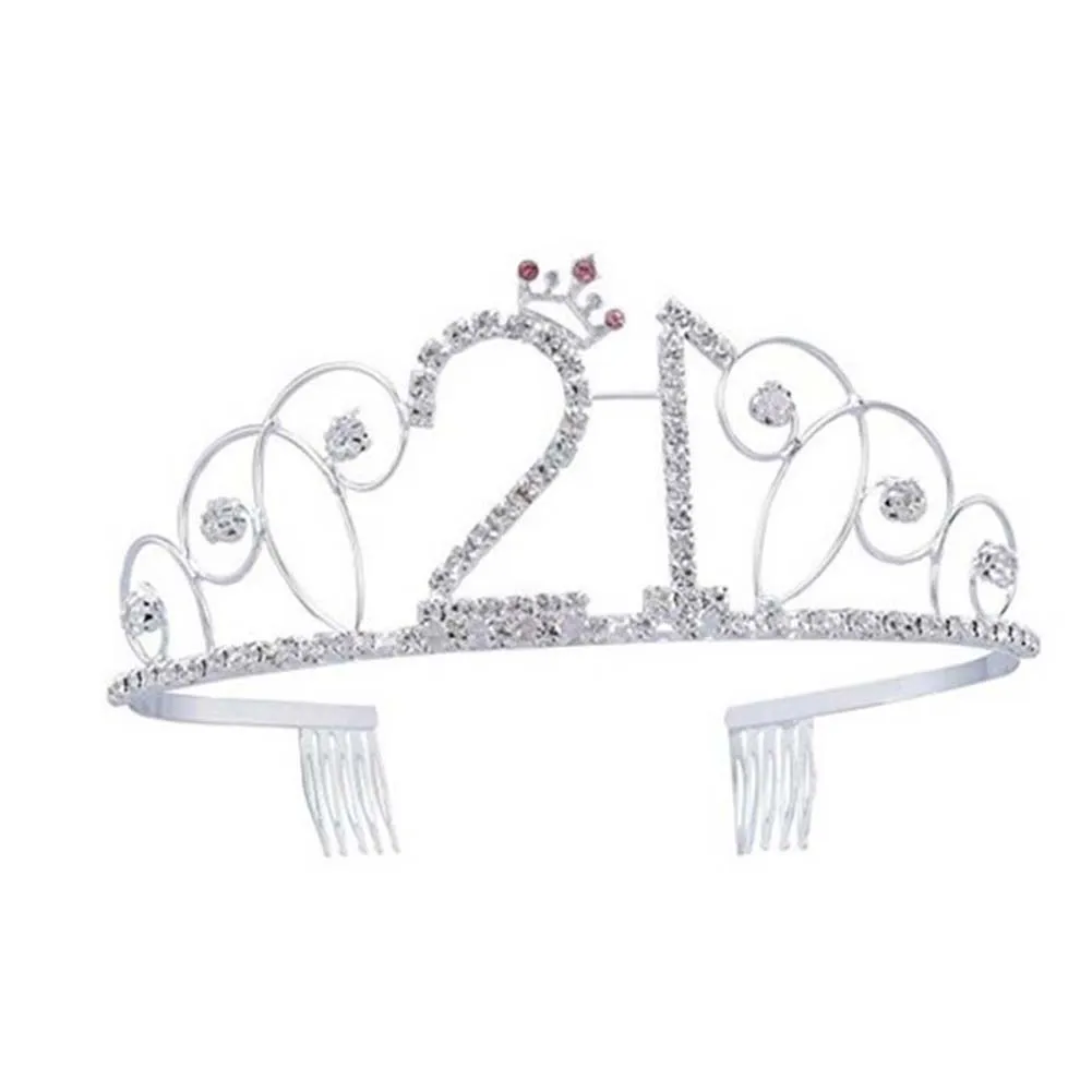 Горячая Юбилей повязка на голову с короной на день рождения, 18, 20, 30 40th блестящие День рождения тиара hh88 - Окраска металла: 21