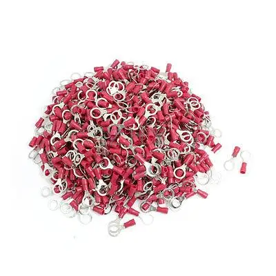 

1000 Pcs RV1.25-8 Red PVC Sleeve Pre Insulated Ring Terminals Connector