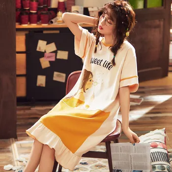 

Home Dressing Gown Cute Sleepwear Women Intimate Lingerie Nightgown Sleepwear Cotton Nightdress Homewear 2020 New Nightwear