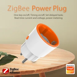 Prise d'alimentation intelligente Tuya Zigbee 3.0, 16a, prise ue, 3680W, télécommande, fonctionne avec Alexa et Tuya Hub 