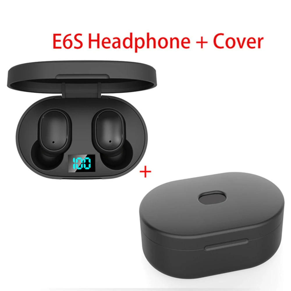 A6S bluetooth наушники, гарнитуры для Redmi Air Dots беспроводные наушники 5,0 TWS наушники с шумоподавлением микрофон наушники для Xiaomi - Цвет: E6S and Black Cover