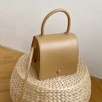 

2020 Bag Women's Fashion Shoulder Bag Solid Color Portable Square Sling Bag Pu Messenger Bag Women's Bag Fashion Ins