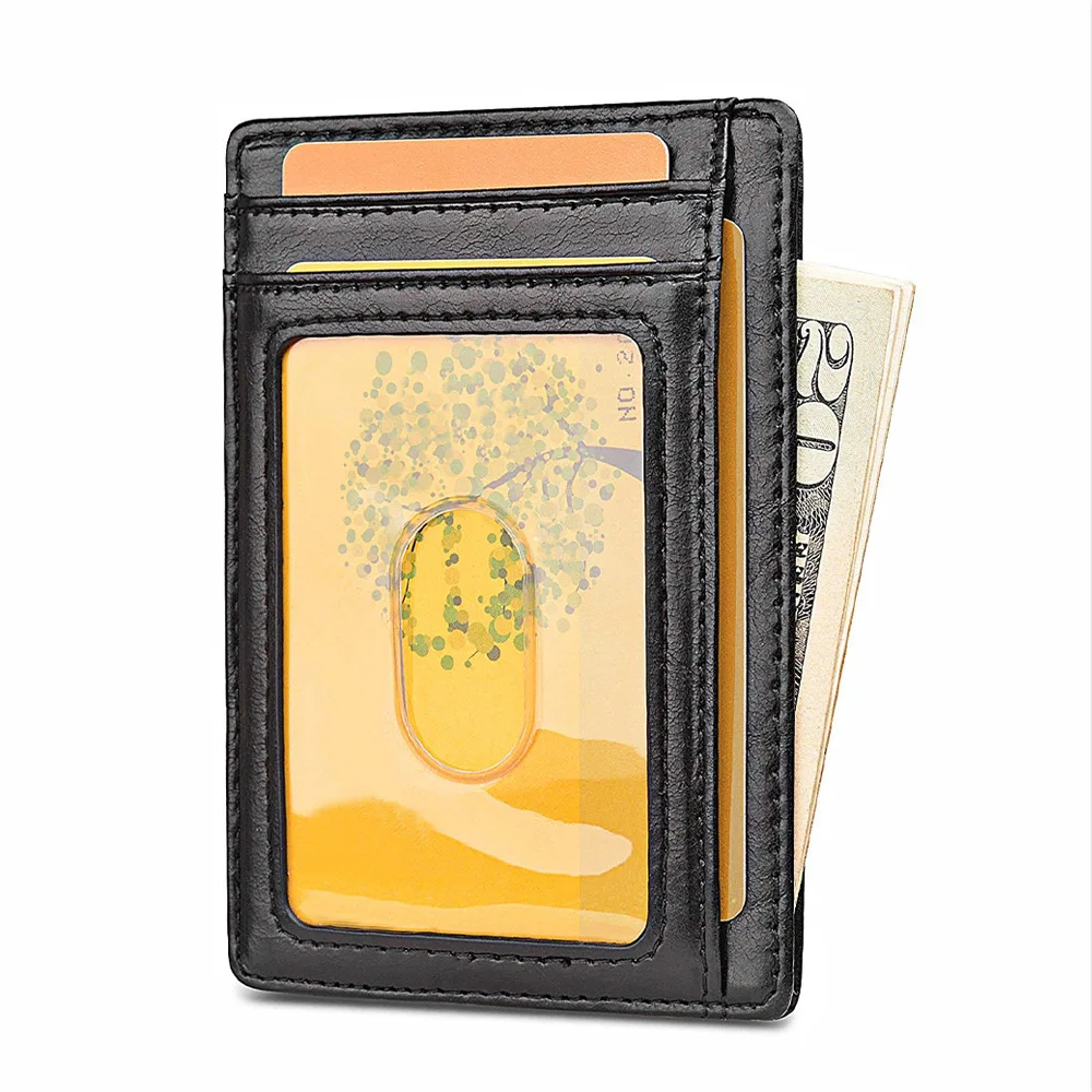 Тонкий RFID блокирующий кошелек, кредитный ID держатель для карт, кошелек, чехол для денег для мужчин и женщин, натуральная кожа, модная сумка для 8 карт