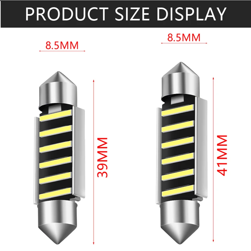 NEW 31mm 36mm 40mm 42mm Dome Light SMD 7020 LED CANBUS Car Interior Reading Bulb c5w License Plate Lamp No Error Car Accessories