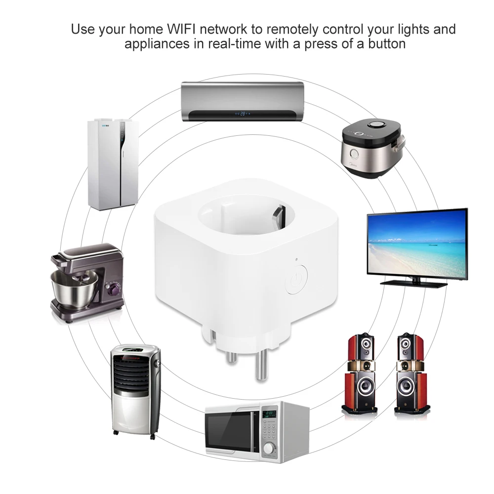 Мини Смарт Wi-Fi розетка ЕС Тип F дистанционное управление по смартфону Функция синхронизации Голосовое управление Умный штекер для Alexa Google Home