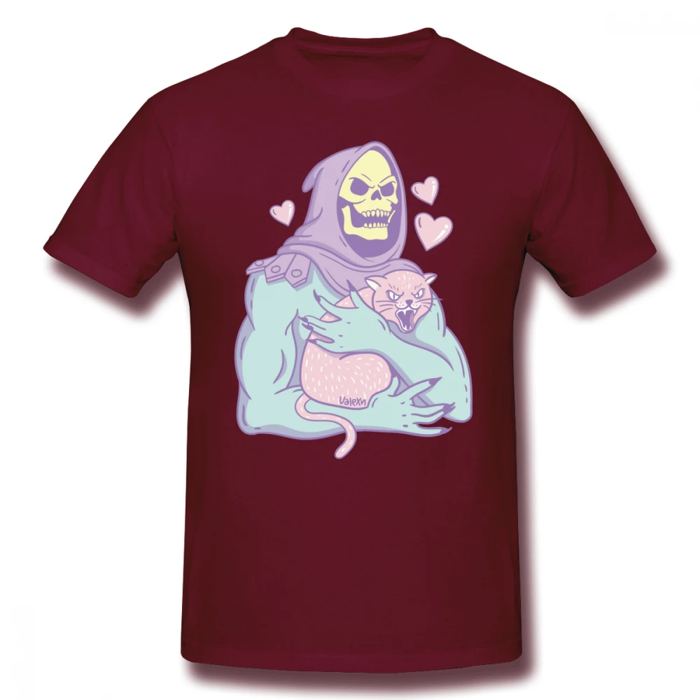 One yona Masters Of The Universe футболка Skeletor S Cat футболка 100 хлопок 4xl Футболка с принтом Мужская модная Милая футболка - Цвет: Wine Red