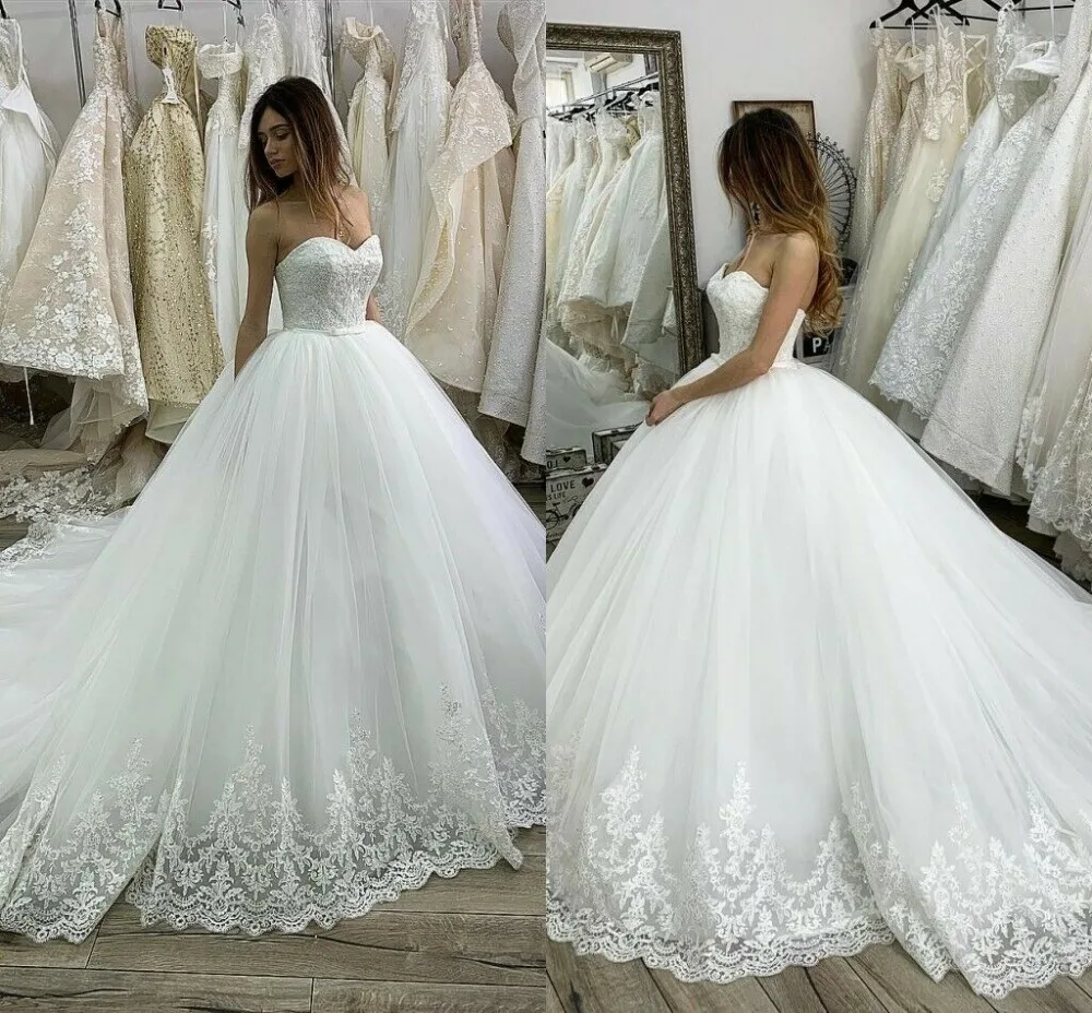 Белое кружевное свадебное платье, свадебные платья, свадебное платье невесты, бальное платье, милое Пышное Тюлевое элегантное платье с аппликацией FR04