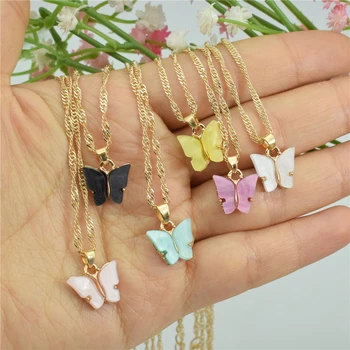 

Unque Bijoux Femme Acrylic Butterfly Necklace Fashion Jewelry Gold Choker Necklace For Women Bridesmaid Gifts Party Decor