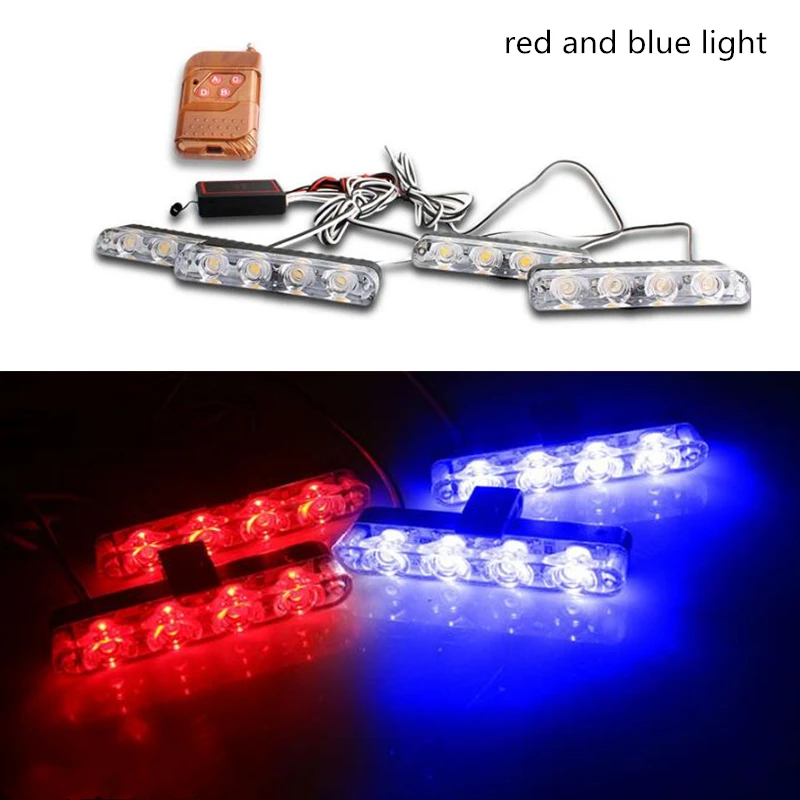 Аварийный для автомобиля грузовика свет 1 комплект DC 12V 4X4 Led проблесковая лампа Предупреждение автомобиль-Стайлинг скорой помощи полиции - Испускаемый цвет: red and blue light