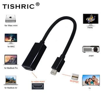 

TISHRIC MINI DP To HDMI Cable Converter Adapter 24CM DisplayPort Display Port 1080P For Apple Mac Macbook Pro Air Notebook