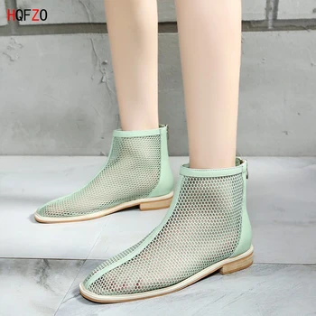 

HOFZO Casual Breathable Cool Summer Boot Zip Platform Fashion Women Shoes Sneakers Ankle Booties Black Mesh Sandals Mujer 2020