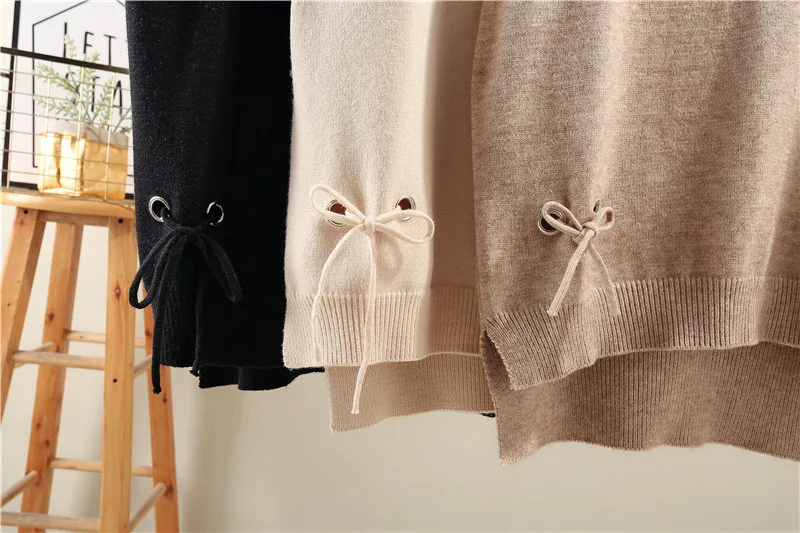 New Autumn Winter Vests For Women V-Neck Loose Waistcoat Bow Hollow-out Plus Size Knitted Jacket Female Sweater Vest M-2XL