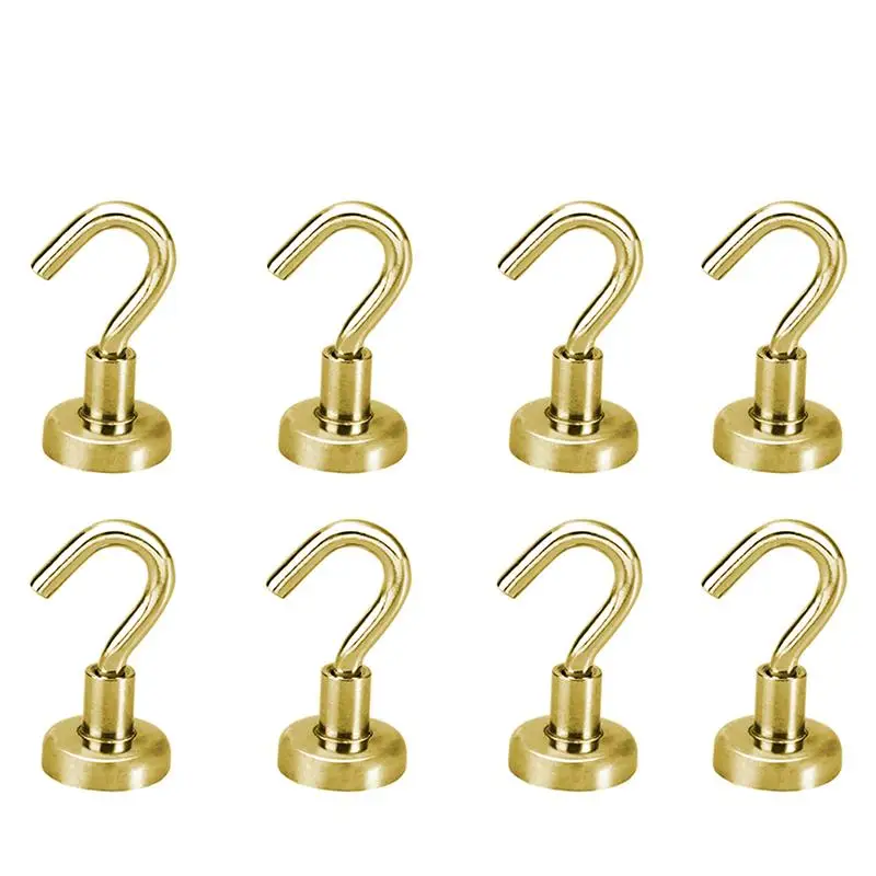 Gold 10 pcs Hooks LUOEM магнитные крючки, магнитный держатель для крючков, супер тяжелый неодимовый редкоземельный 5,5 кг присоска для ключа чашки - Цвет: Gold 10 pcs Hooks