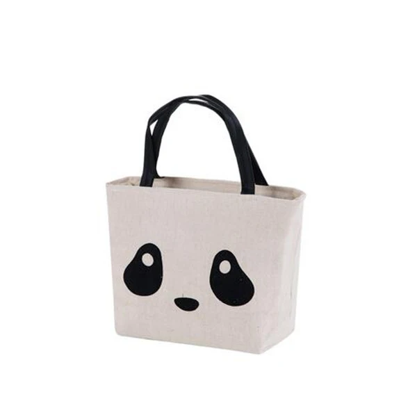 Panda OYOURLIFE Скандинавский дизайн, хлопковая Льняная сумка для хранения ланча, портативные Термосумки для путешествий, сумка для пикника, большая емкость, сумка для еды - Цвет: Panda