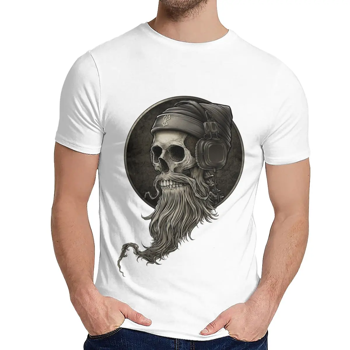Для отдыха футболка и шорты с изображением Человека Winya № 99 череп борода Качественный хлопок модная футболка с круглой горловиной и рисунком для детей с принтом в интернет-магазине La Camiseta - Цвет: Белый