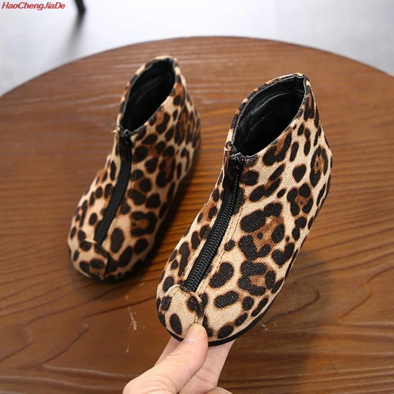 Autum Winter Child Casual Boots Leopard Boys Girls Soft Warm Shoes Baby Sport Shoes Children Toddler Shoes Brand Kids Boots
