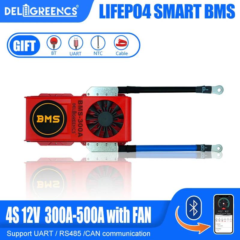 300A 400A 500A LiFePO4 Smart BMS 4S с вентилятором UART RS485 modbus Bluetooth 24 В для электромобиля |