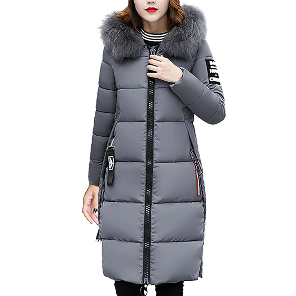 Abrigos mujer invierno зимнее пальто женское однотонное повседневное плотное зимнее приталенное пуховое пальто manteau femme - Цвет: Серый