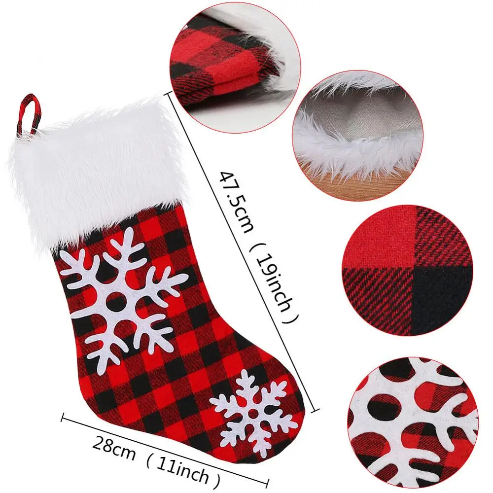 Теплые вязаные рождественские чулки с плюшевым шариком, рождественский подарок, сумка, новогодние носки, рождественская елка, подвесные украшения, украшение для дома - Цвет: Snowflake Sock