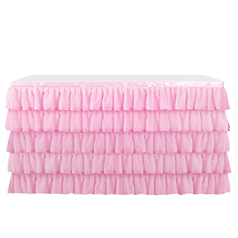 Юбка для стола, Тюлевая юбка для стола, свадебная юбка для стола, украшение для детского стола, вечерние Детские скатерти - Цвет: Pink