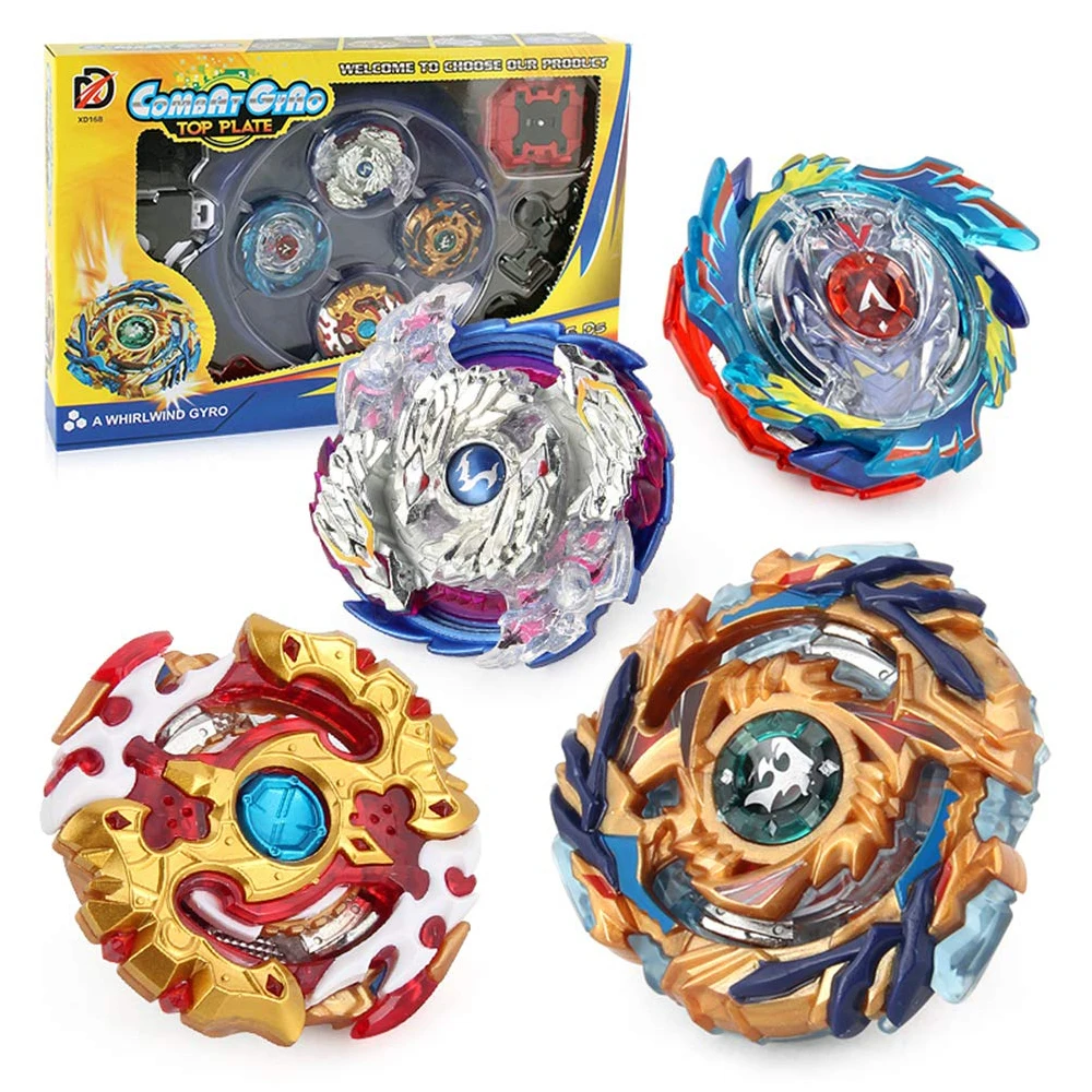 4 pcs Boxed Beyblade Burst 4D Launcher Arena Metal Spinning Top Grip Kids Gift 