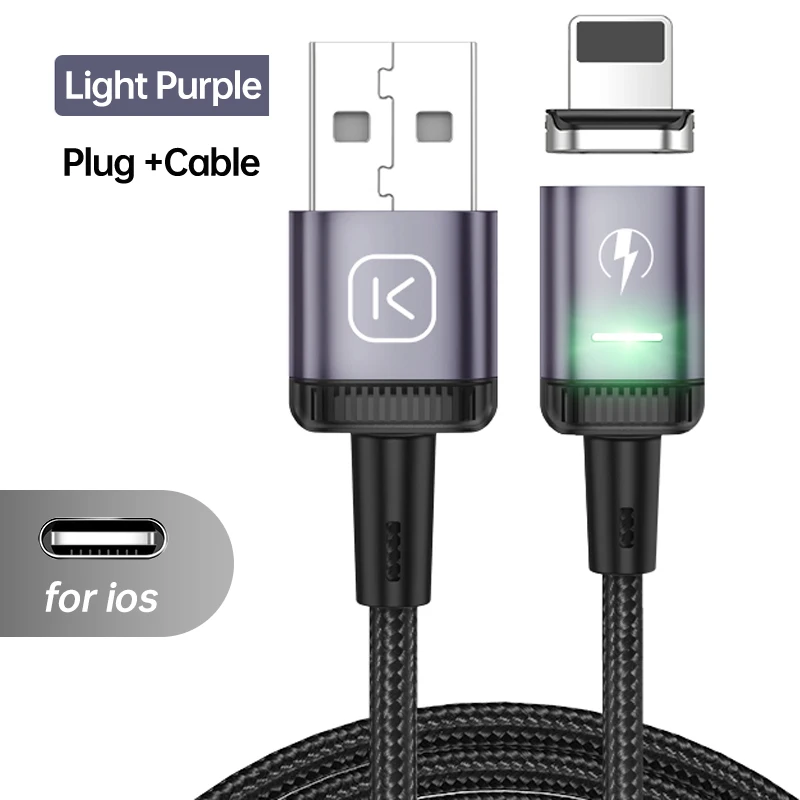 KUULAA LED Magnetic USB Cable 3A Fast Charging Type C Cable Magnet Charger Micro USB Cable Mobile Phone for iPhone 13 12 11 Cord charger type for android Cables