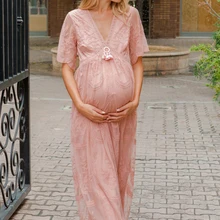 

2022 Summer Casual Lace Maternity Dresses For Photo Shoot Clothing Short Sleeve Pregnancy Dress New Sexy Woman's Costume Dresses