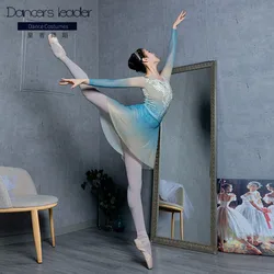 Ballet Leotard For Women's Practice Clothes New Velvet Gradient Color Gymnastics Leotard Adult Ballerina Ballet Lyric Skirt