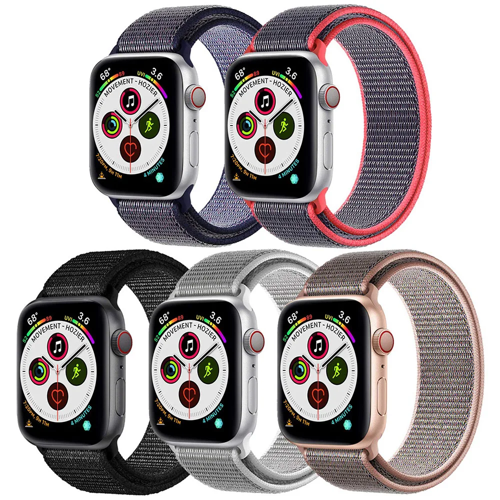 Ремешок для наручных часов Apple Watch серии 3/2/1 мягкий нейлон дышащий сменный ремешок Спортивные петли для наручных часов iwatch серии 4 5 дропшиппинг