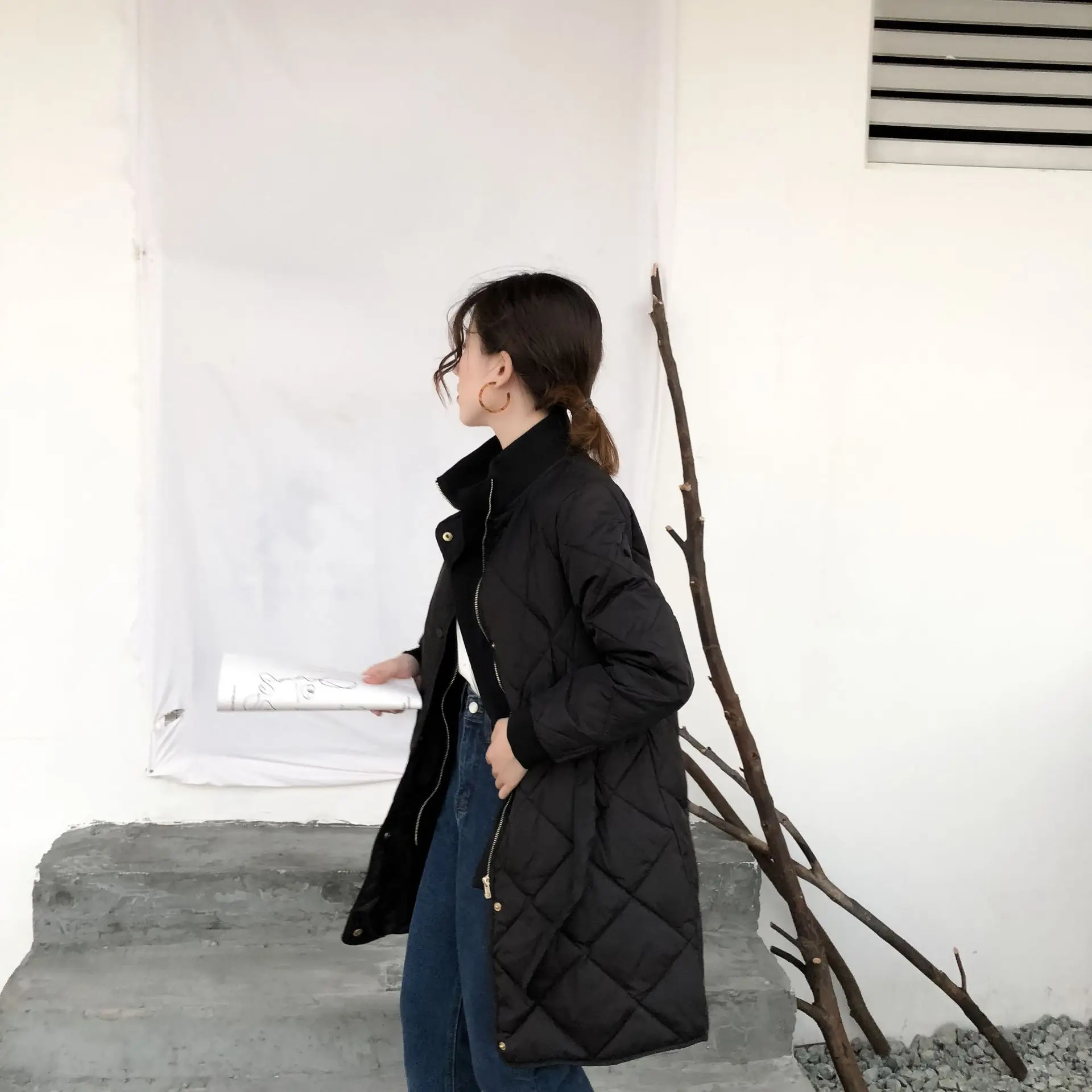 Новинка года, зимняя пуховая куртка в Корейском стиле, дундэмун брендовая пуховая куртка средней длины на утином пуху с воротником-стойкой