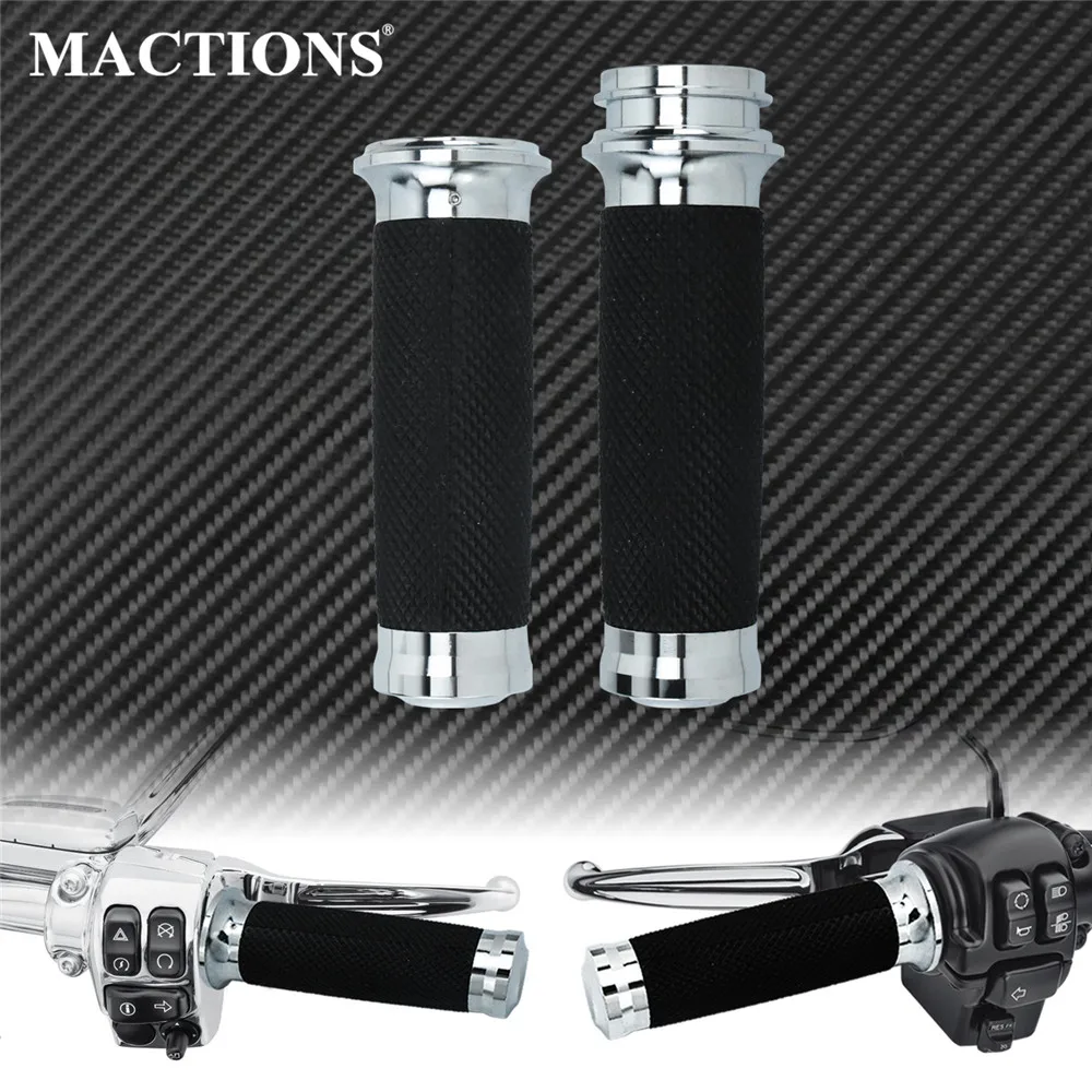 Motorcycle 1''25mm Electronic Throttle Hand Grips Chrome Aluminum
