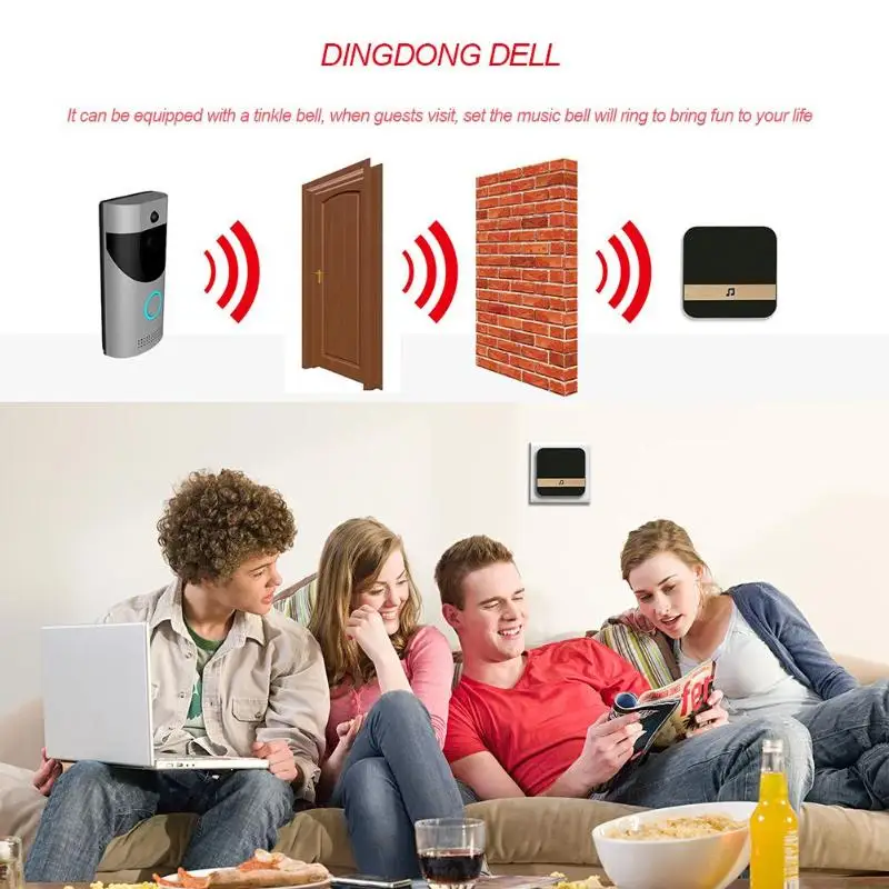 Видеодомофон Wi-Fi видеодомофон дверной звонок Беспроводная камера Wi-Fi для дверного звонка водонепроницаемый объектив широкоугольный 1,7 мм объектив сигнализация Инструмент безопасности