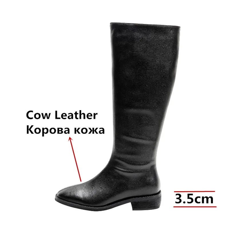 FEDONAS Concise Genuine Leather High Heels Women Vintage Knee High Boots Party Prom Shoes Woman Winter Side Zipper Long Boots