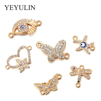 

7pcs Mix Golden Rhinestone Connectors For Earrings Jewelry Making Bracelet Accessories Craft DIY Handmade Findings 7styles