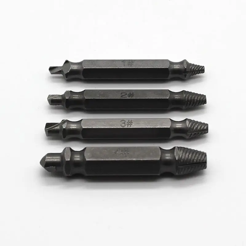 4pcs/set Double Side Screw Extractor Drill Bits Guide Broken Damaged Out Remover 4pcs/set Double Side Screw Extractor Drill Bits Guide Broken Damaged Out Remover