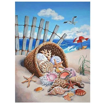 

12x16 Inches Diamond Painting Kits Beach Painting with Diamonds Dotz Beach Art Kit for Adults,Summer Beach Conchs