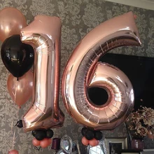 

40inch Rose Gold Number Balloons Adult Birthday Wedding Party Decorations Foil Balloon Kids Boy Girl One Year Old Party Supplies