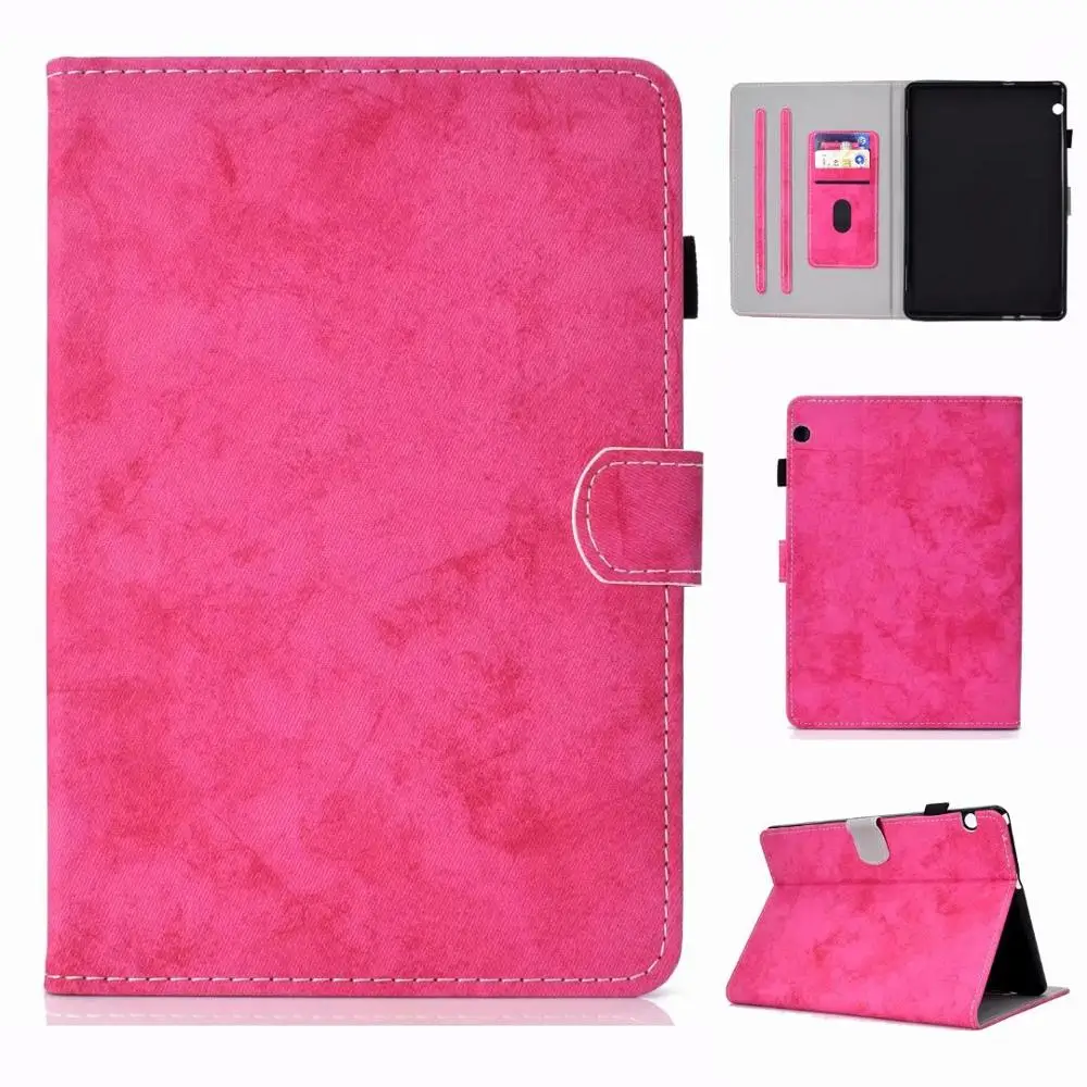 

Fashion Pure color Leather Case For Huawei MediaPad T5 10 10.1 inch Tablet Protective Silicone Stand Cover Funda+pen