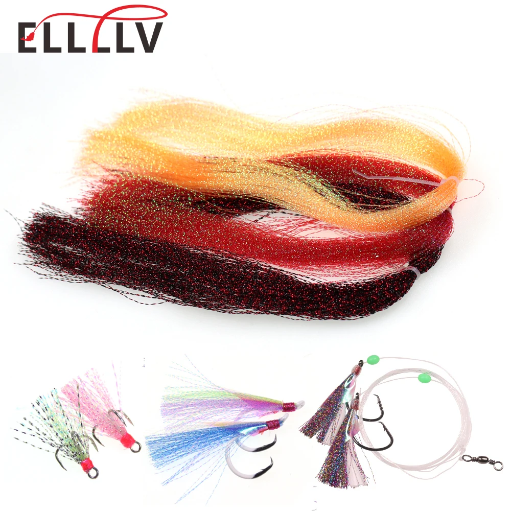 Elllv 100 Packs 30 Colors Holographic Tinsel Crystal Flashabou Jig